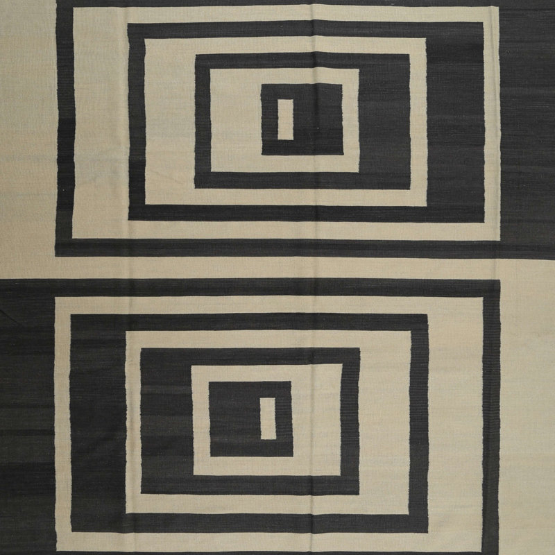 Tapis contemporain noir / beige, Carré 4 pi