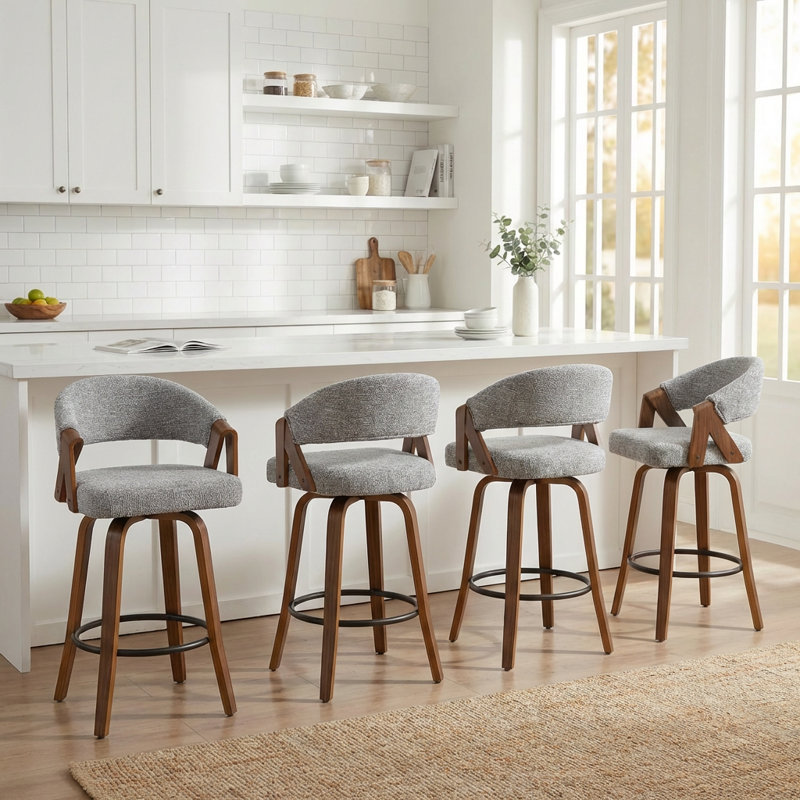 Providence Upholstered Swivel Counter Stool, Gray
