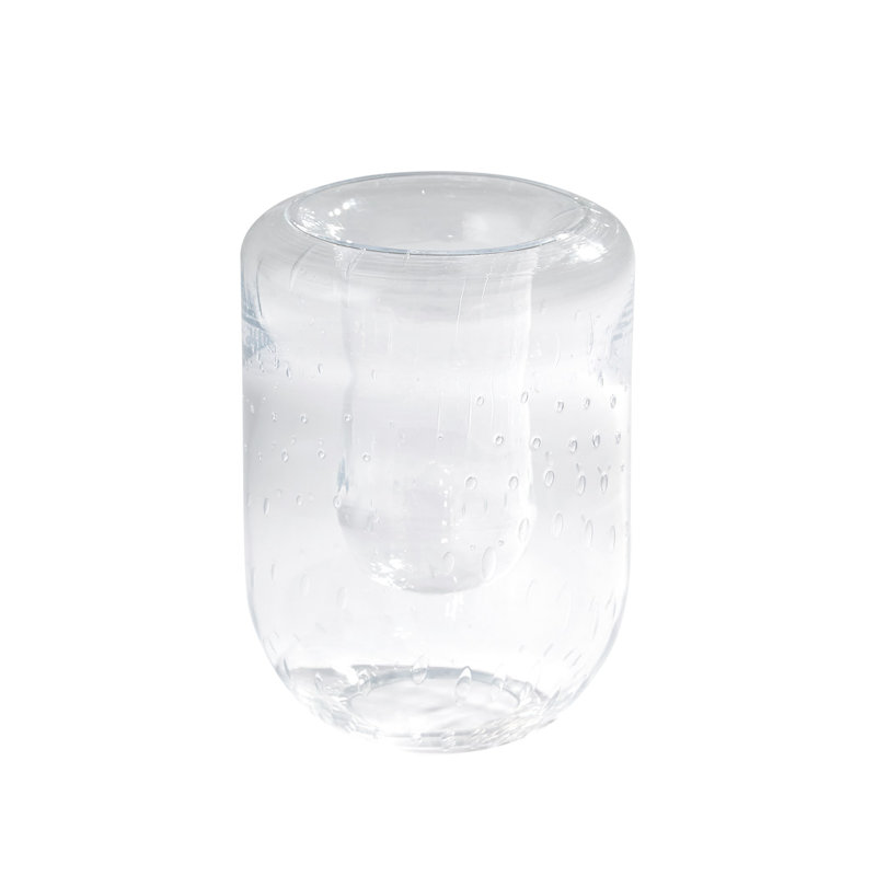 Double Take Vase-Clear Seeded-Tall, 8" H x 5.75" W x 5.75" D