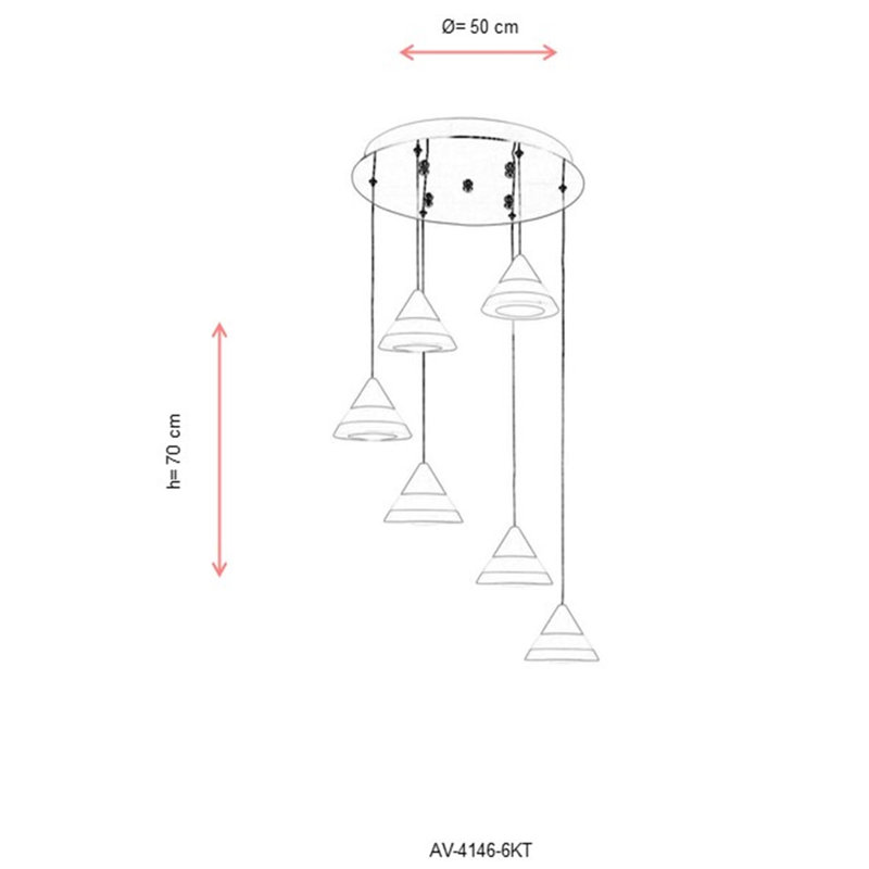 Luminaire suspendu 6 lumières DEL