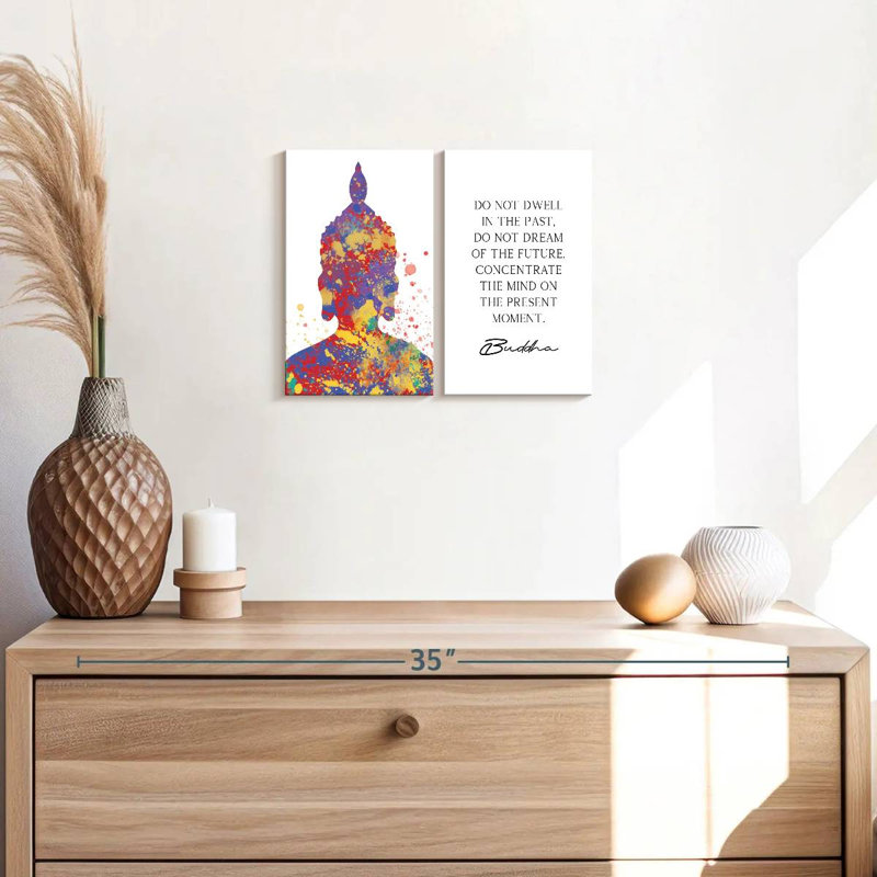 " Do Not Dwell Zen Quote " 2 - Pieces, 12" H x 17" W x 1.25" D