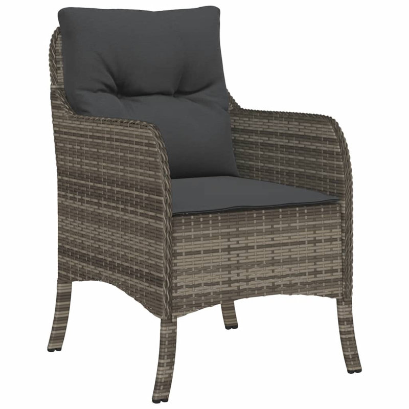 Ensemble de salle à manger de patio Dakota Fields avec coussins en rotin de poly, Gris / Gris, 4