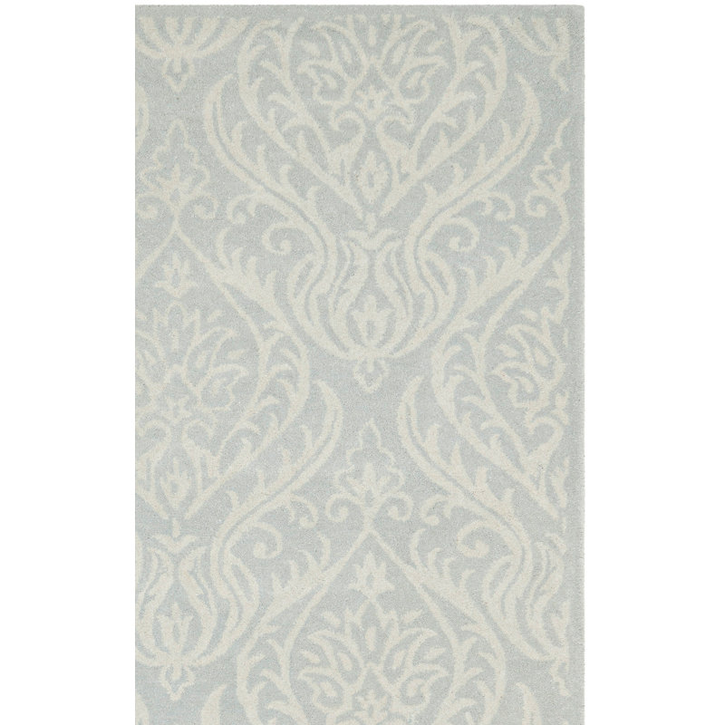Pooler Hand-Tufted Wool Grey/Ivory Area Rug, Rectangle 3' x 5'