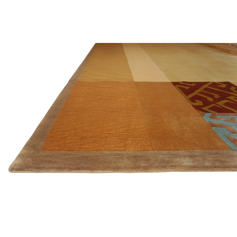 Presidential Hand Knotted Floral Area Rug in Light Brown/Red, Rectangle 4' x 6'