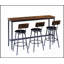 Longue table de bar industrielle avec 3 tabourets rembourrés en polyuréthane, pour les réunions domestiques-2040415885-2040415884-2040415602