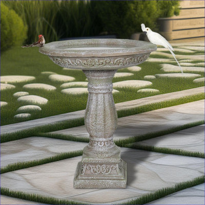 23.8" Tall Outdoor Pedestal Bird Bath