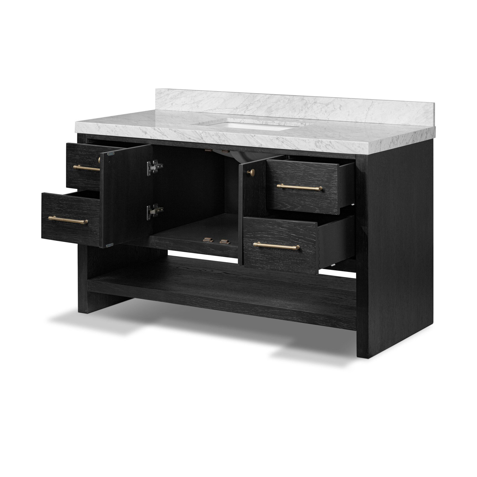 Abington 55" Carrara Marble Single Bathroom Vanity, Black