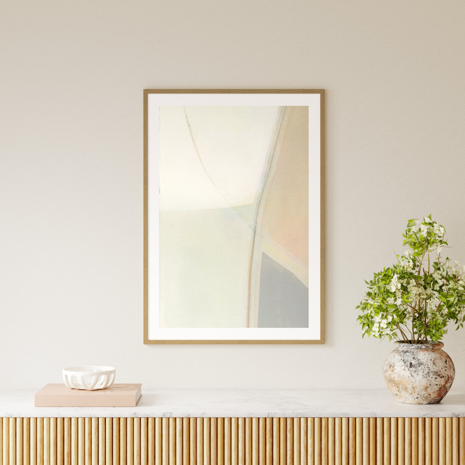 In Neutral II - Painting Print, 41.5" H x 29.5" W x 0.75" D, Beige Wood Framed Paper