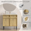 Meuble-lavabo sur pied de 30 po avec panneau rainuré 3D et lavabo en céramique intégré