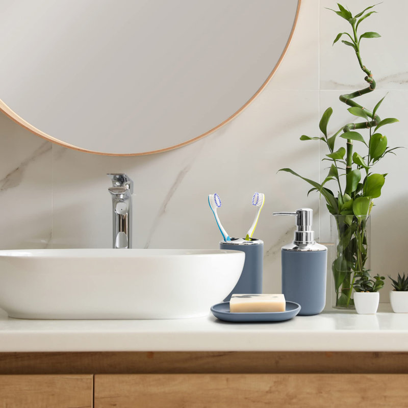 6 Pcs Bathroom Accessories Set, Bathroom Decor Sets Includes Soap Dispenser, Toothbrush Holder, Toothbrush Cup, Soap Dish, A Complete Bathroom Accessories Blue Set