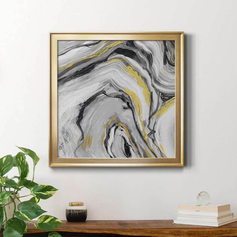 «Bold Agate II», reproduction d'art sur toile encadrée, H 30,5 po x l 30,5 po x P 1,5 po, Or