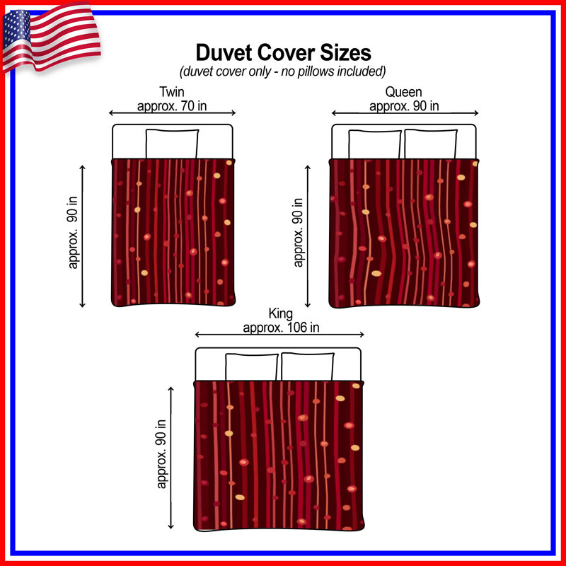 Housse de couette abstraite Red Stripes Bedding, Lit simple