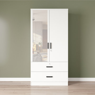 Majoch Mirrored 2 Door Wardrobe & 2 Drawers