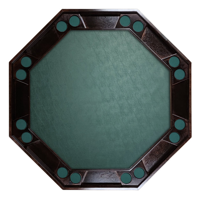 Table de poker Classic, L 52 po x P 48 po x H 29,5 po, Acajou, Vinyle vert