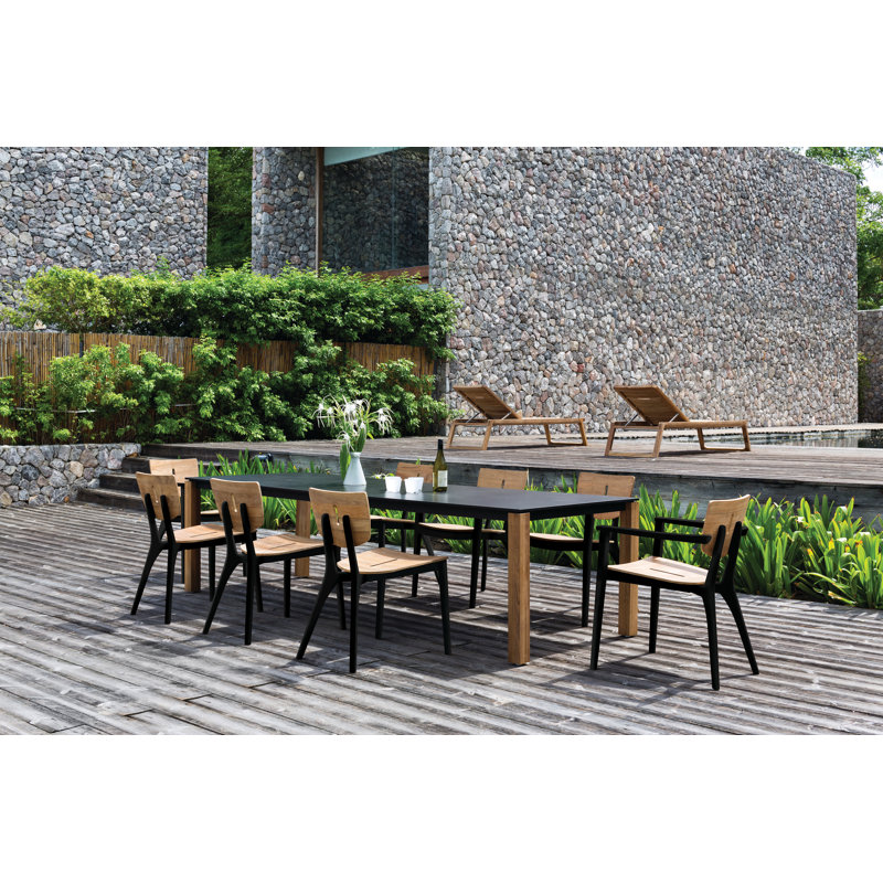 Diuna Outdoor Teak Dining Side Chair, Anthracite