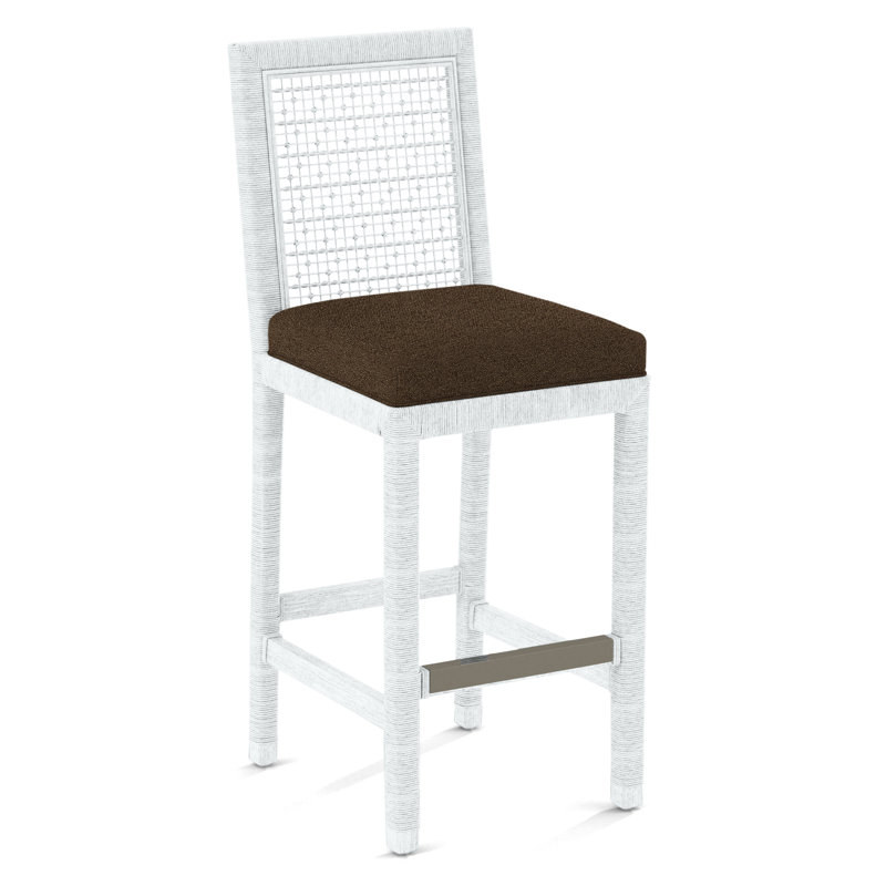 Pine Isle Bar Stool, Blue/Beige Stripe; 0209-61, Frost White