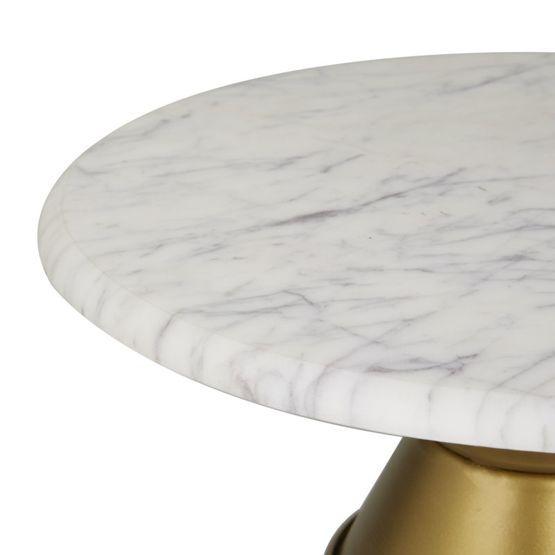 Présentoir à gâteaux en céramique blanc avec base dorée
