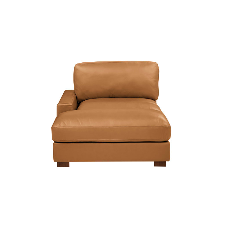 Appoline Upholstered Chaise Lounge, Green Leather Match, Left-Arm Chaise