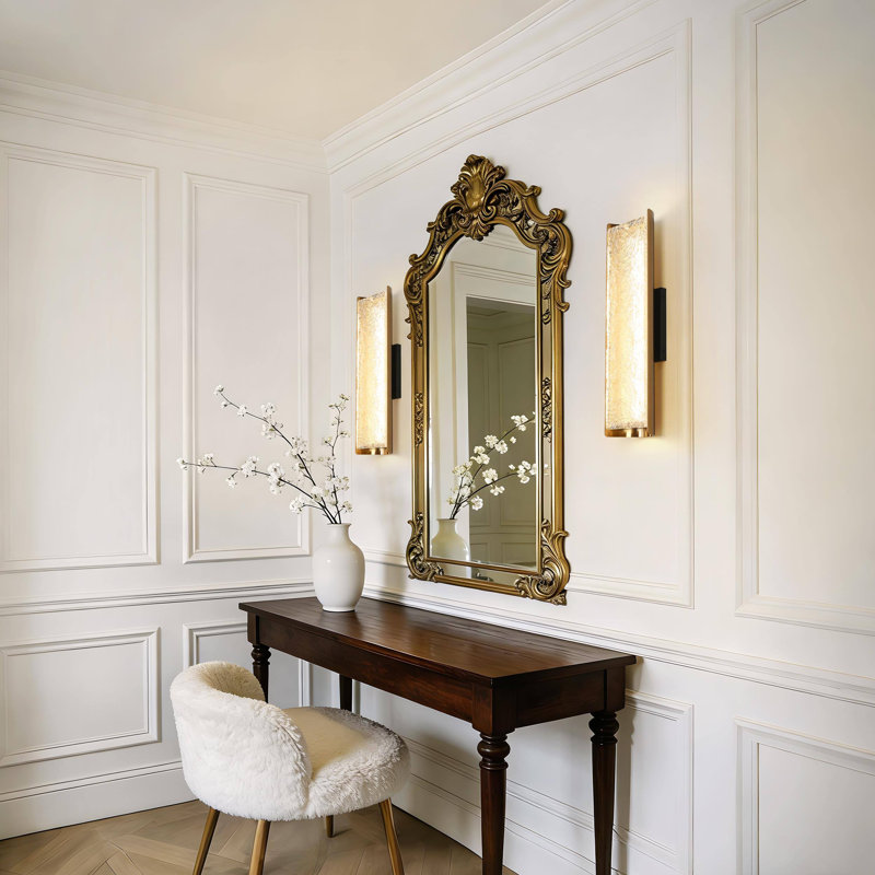 Modern Brass LED Wall Sconce With Water Texture