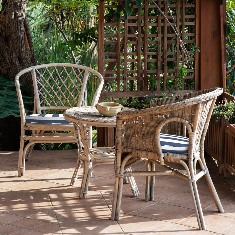 Outdoor Rounded Dining Seat Cushion, Blue Awning Stripe