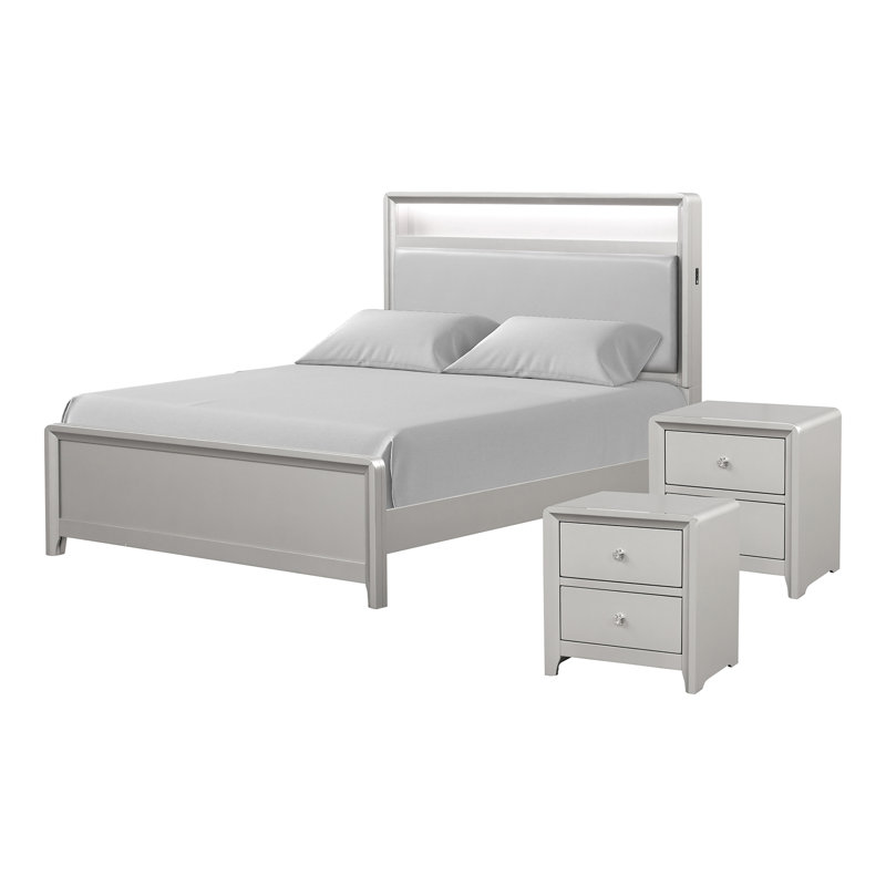 Zachery Bedroom Set, Full / Double, 3 Pcs: Bed, 2 Nightstands