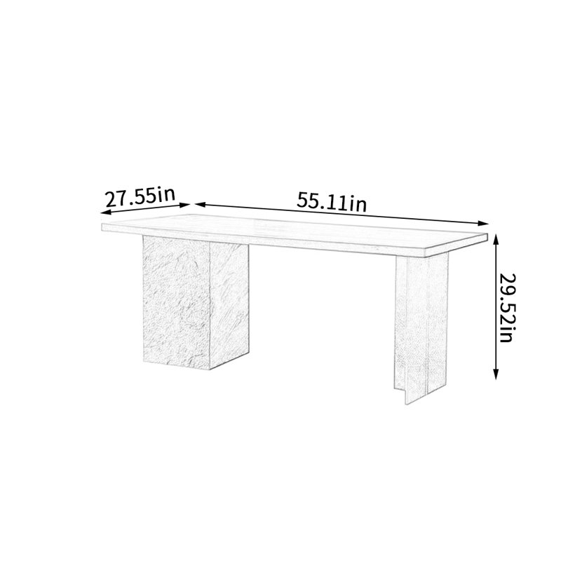 Oak Solid Wood Top Dining Table, 27.55" W x 55.11" L