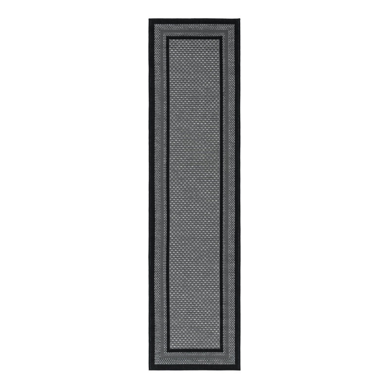 Tapis intérieur / extérieur gris Stelios, Runner 2' x 8'