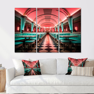 Pink Nostalgic Tunes Fast Food 1960S Diner - Jukeboxes Wall Art