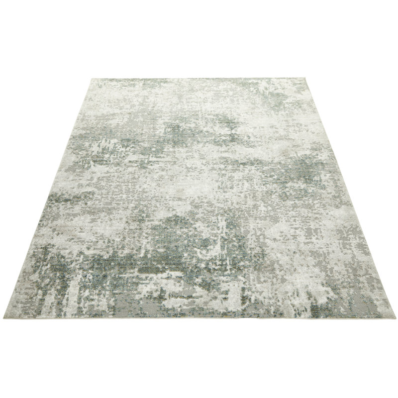 Edgeworth Abstract Machine Woven Cream Green Area Rug, Rectangle 120cm x 170cm