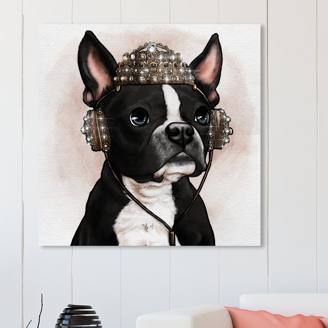 'Crowned Pup' Painting on Wrapped Canvas