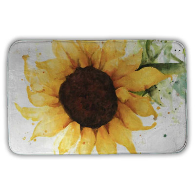 Sunflower Bath Mat with Non-Slip Backing - Quick Dry Memory Foam Bathroom Rug - Absorbent - Modern Plush Spa-Style - Machine Washable