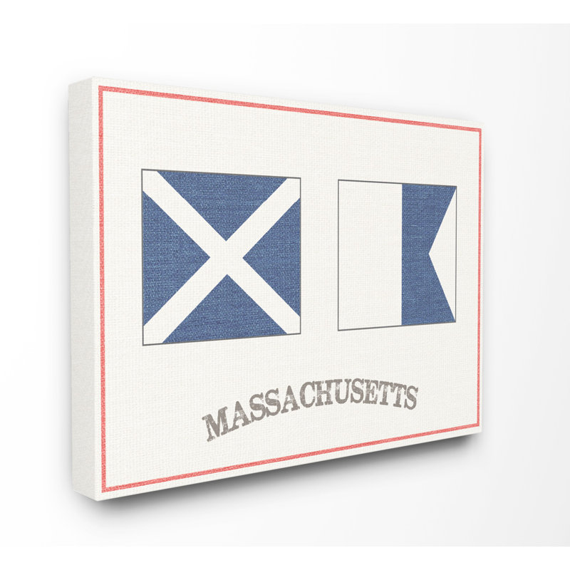 «Red and Blue Nautical Flags Massachusetts», impression, H 16 po x l 20 po x P 1,5 po, Toile