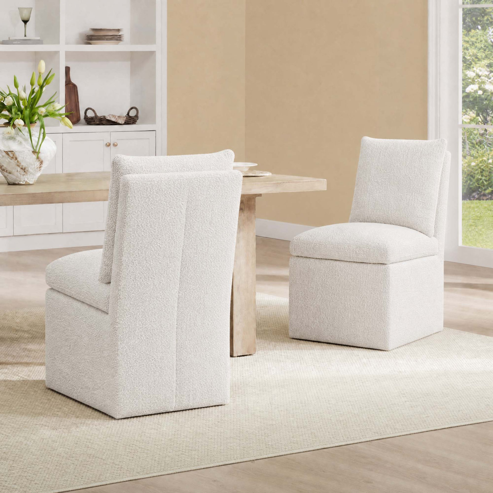 Alayaa Linen Dining Chair, Merino Pearl