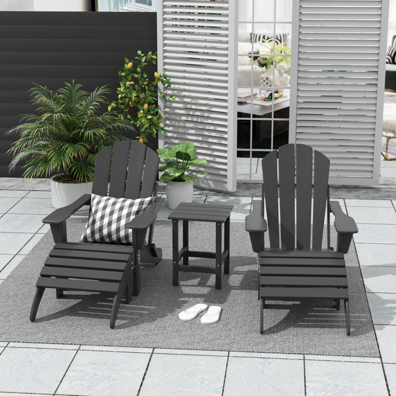 Laguna 5-Piece Seating Group with Table and Ottoman, Gray