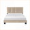 Lit plateforme double en bois massif avec revêtement en velours brun clair et tête de lit ajustable pour la chambre à coucher