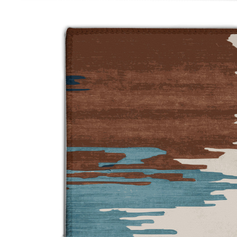 Tapis intérieur et extérieur brun Watercolor, Rectangulaire 2 pi x 3 pi