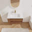 De meuble-lavabo mural avec lavabo en céramique et deux tiroirs à fermeture en douceur pour un rangement élégant et un design moderne