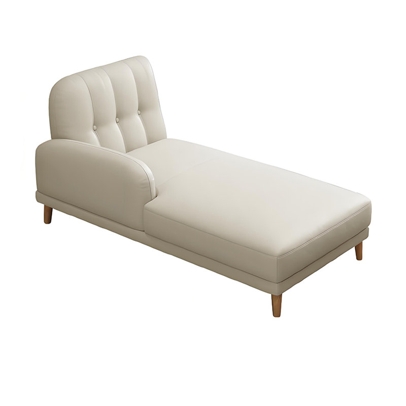 Chaise longue inclinable en simili cuir, Accoudoir à droite (vu de face), Beige