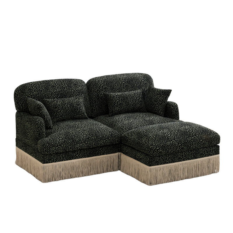 Comfy Chenille Leopard Printing Loveseat Sofa, Vert