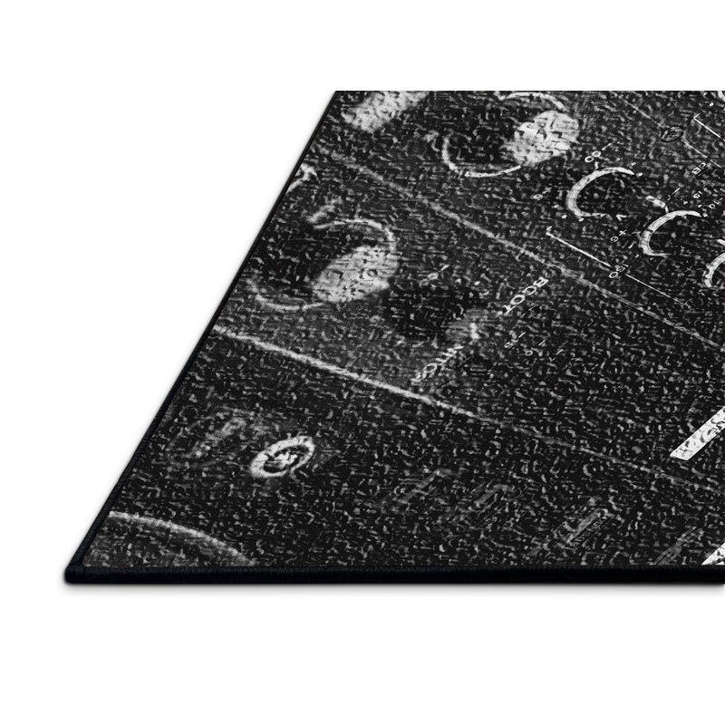 Tapis noir à motif de dj, Rectangle 2 pi x 4 pi
