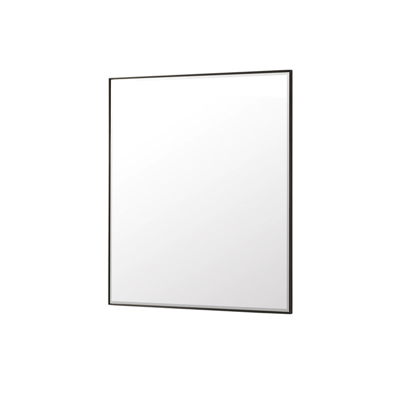Rohe Flat Metal Beveled Mirror, 36" W x 42" H, Matte Black