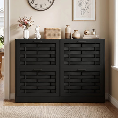 Armoire de rangement à chaussures à 2 niveaux de 46,5 po de largeur avec tiroirs rabattables et organisateur de chaussures autoportant pour 24 paires
