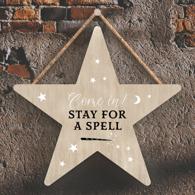 Witch Come In Wooden Star Plaque
