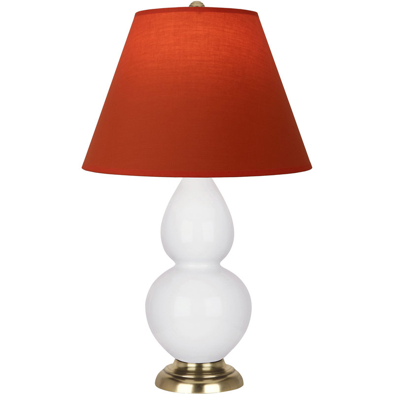 Petite lampe d'appoint à double gourde, Blanc / laiton naturel antique, Blanc
