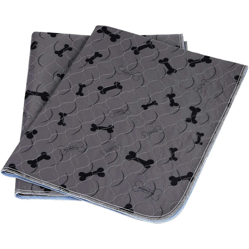 Extra Large Gray Washable Dog Pee Pads with Bone Pattern