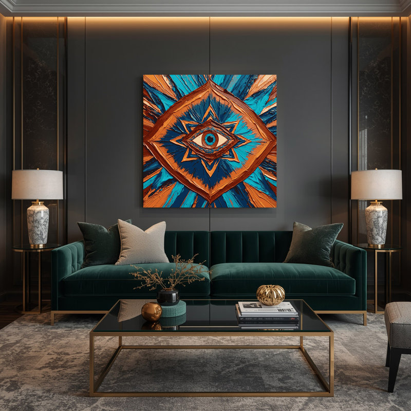 Art mural sur toile brun à motif sud-ouest 223 Ojo de Dios, H 16 po x l 16 po