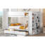 Lit superposé double au-dessus de double avec 2 tiroirs et armoire multicouche, blanc-2012249659