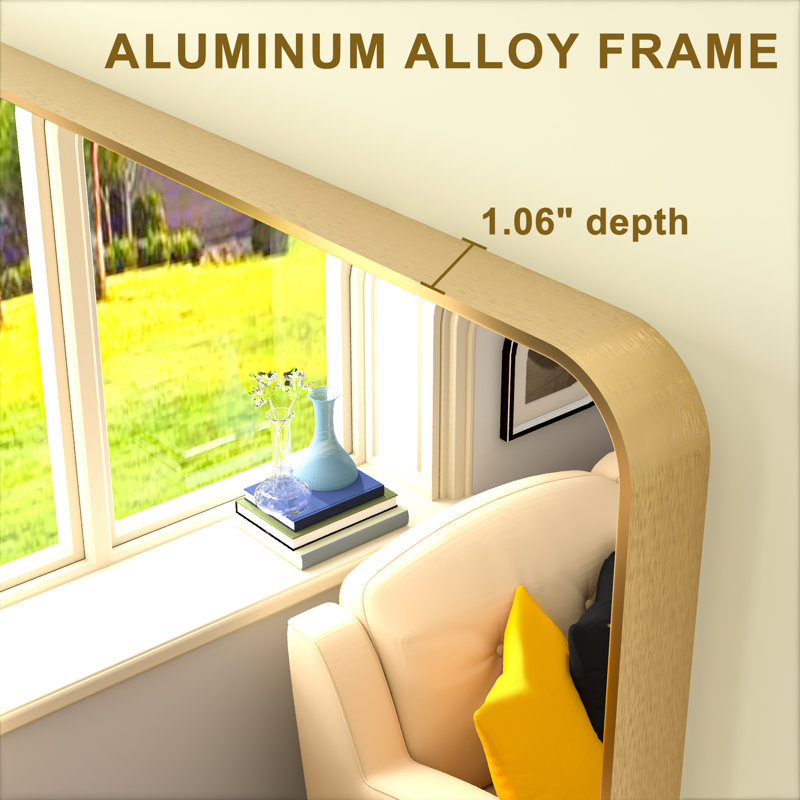 Viridiana Metal Rectangle Wall Mirror Set of 2, Gold, 40" x 30"