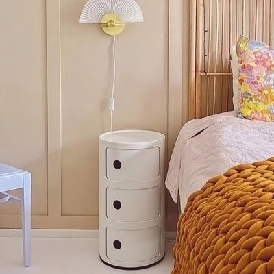 3-Shelf Round with Door Side Table with Storage