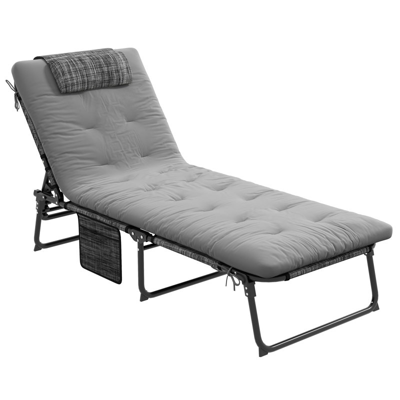 Chaise longue pliante avec dossier inclinable à 4 niveaux Outsunny, Grey